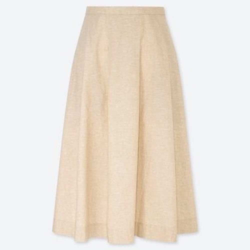 Uniqlo tucked flared linen skirt XS